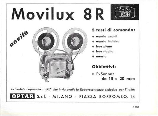 Movilux 8R. Zeiss Ikon. Advertising 1962 - copertina