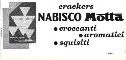 Crackers Nabisco Motta. Advertising 1962 - copertina