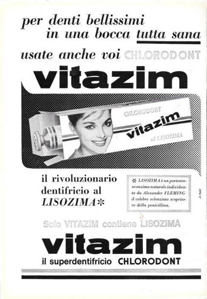 Vitazim, il super dentifricio al chlorodont. Advertising 1962 - copertina