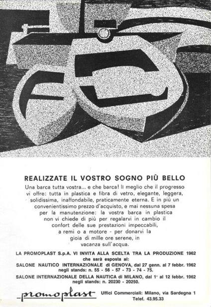 Promoplast. Realizzate il sogno. Una barca tutta vostra. Advertising 1962 - copertina