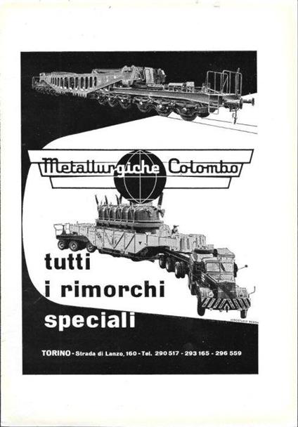Metallurgiche Colombo. Tutti i rimorchi speciali. Advertising 1962 - copertina