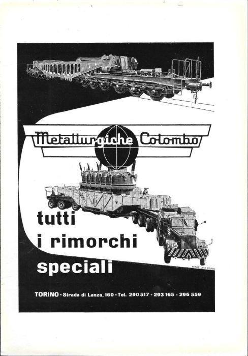 Metallurgiche Colombo. Tutti i rimorchi speciali. Advertising 1962 - copertina