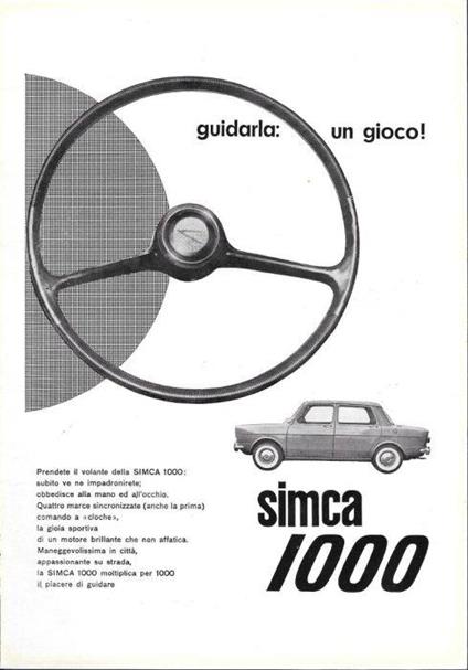 Simca 1000. Guidarla, un gioco. Advertising 1962 - copertina