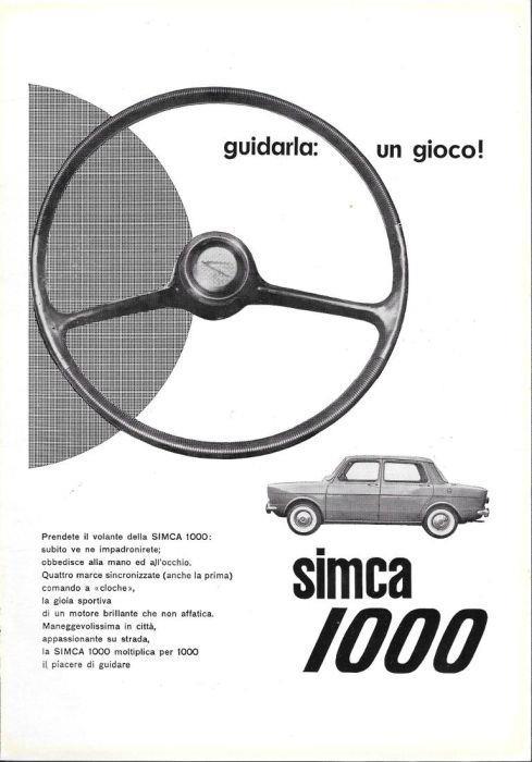 Simca 1000. Guidarla, un gioco. Advertising 1962 - copertina