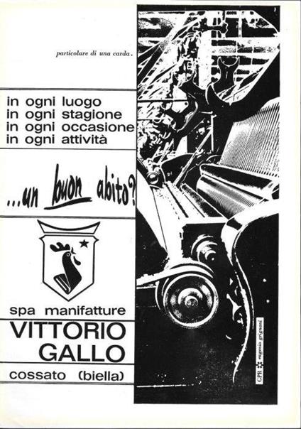 Vittorio Gallo manifatture, Cossato , Biella. Advertising 1962 - copertina