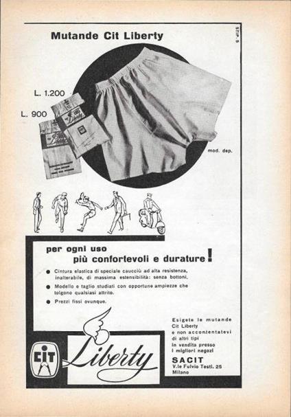 Mutande Cit Liberty. Advertising 1958 - copertina