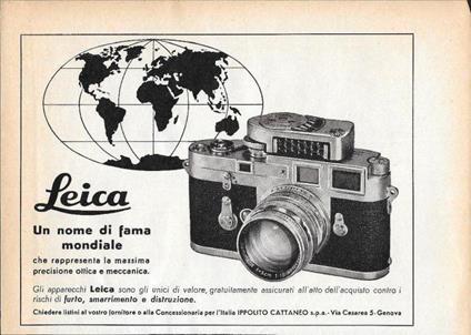 Leica. Massima precisione ottica e meccanica. Advertising 1958 - copertina