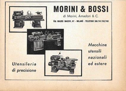 Morini & Bossi. Utensileria di precisione. Advertising 1958 - copertina