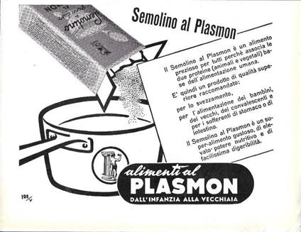 Semolino al Plasmon. Advertising 1958 - copertina