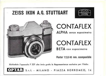 Contaflex. Zeiss Ikon. Advertising 1958 - copertina