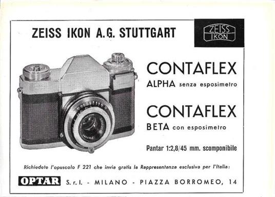 Contaflex. Zeiss Ikon. Advertising 1958 - copertina