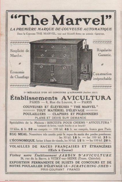 The Marvel. La primiere marque de couveuses automatique. Advertising 1912 - copertina