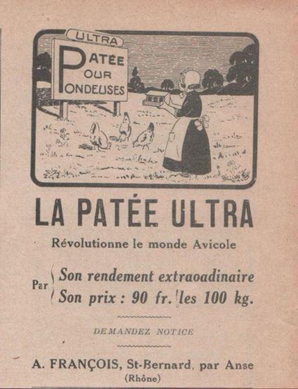 La patee ultra. A. Francois. St. Bernard par Anse. Advertising 1924 - copertina