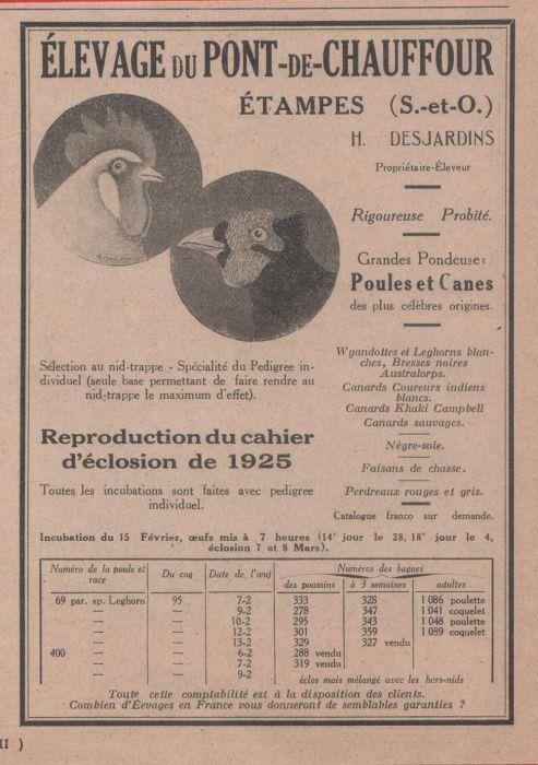 Elevage du Pont de Chauffour. Étampes (S et O.). Advertising 1926 - copertina
