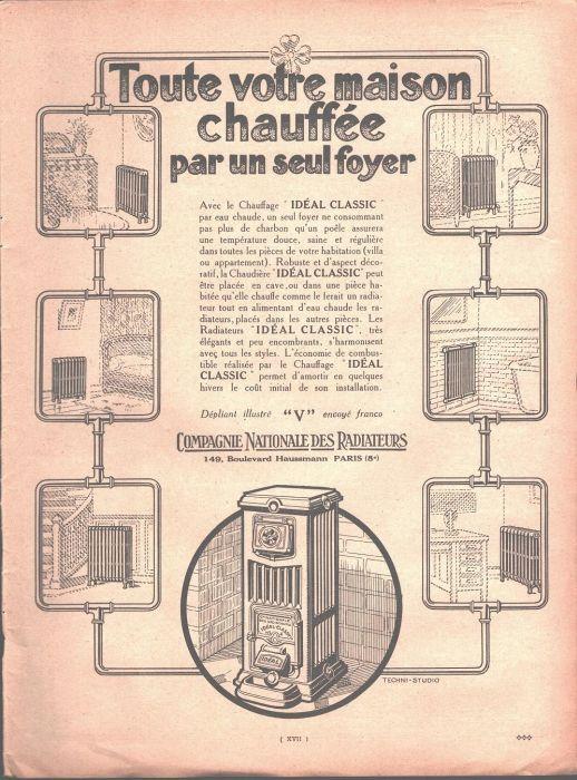Toute votre maison chaufée par un seul foyer. C.ie Nationale de Radiateurs. Advertising 1926 - copertina