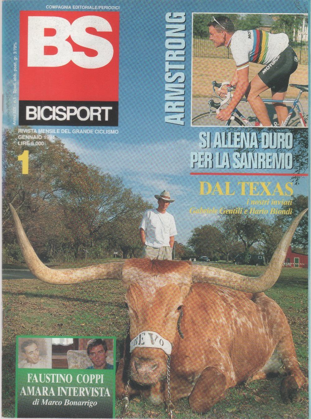 BS bicisport. 1994. n. 1. Armstrong si allena per la Sanremo...