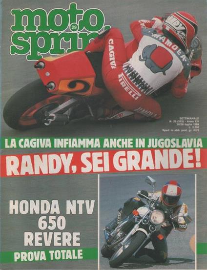 Motor sprint. n. 29-1988. Cagiva: Randy sei grande! Honda NTV 650 Reverte - copertina