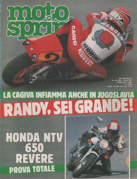 Motor sprint. n. 29-1988. Cagiva: Randy sei grande! Honda NTV 650 Reverte - copertina