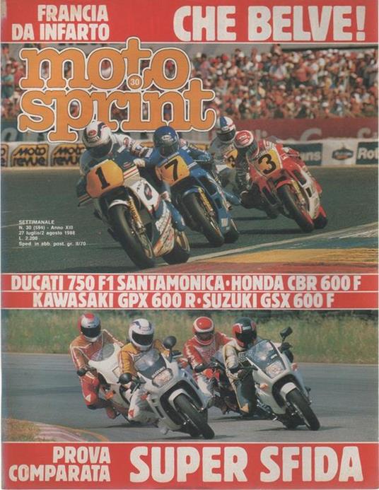 Motor sprint. n. 30-1988. Ducati 750 F1 Santamonica Honda CBR 600 F - copertina