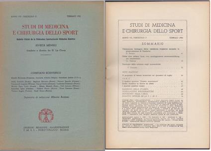 Studi di Medicina e Chirurgia dello Sport Anno VII Fascicolo II - Febbraio 1953 - copertina