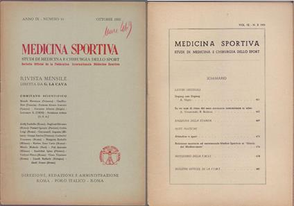 Studi di Medicina e Chirurgia dello Sport Anno IX Numero 10 - Ottobre1955 - copertina