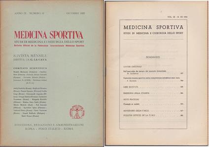 Studi di Medicina e Chirurgia dello Sport Anno IX Numero 12 - Dicembre 1955 - copertina