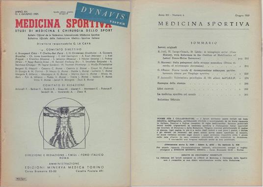 Studi di Medicina e Chirurgia dello Sport Anno XIII Numero 6 - Giugno 1959 - copertina