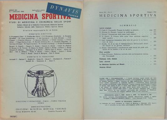Medicina Sportiva Studi di Medicina e Chirurgia dello Sport Anno XIV N. 5 - Maggio 1960 - copertina