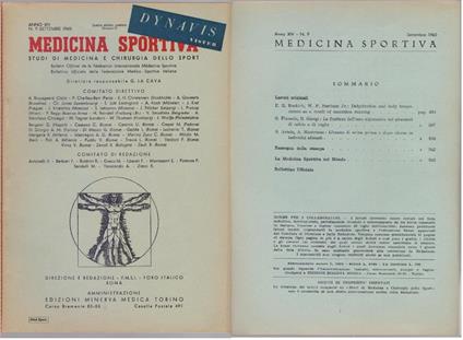 Medicina Sportiva Studi di Medicina e Chirurgia dello Sport Anno XIV N. 9 - Settembre 1960 - copertina