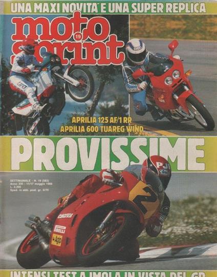 Moto sprint. n. 19 - 1988. Aprilia 125 AF/1 RR Aprilia 600 Tuareg Wind - copertina