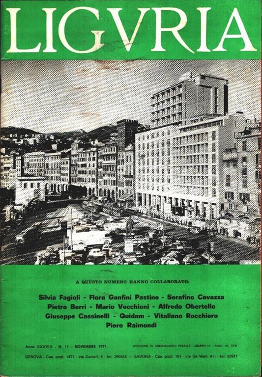 Liguria. Rivista. Anno XXXVIII, n. 11 novembre 1971 - copertina