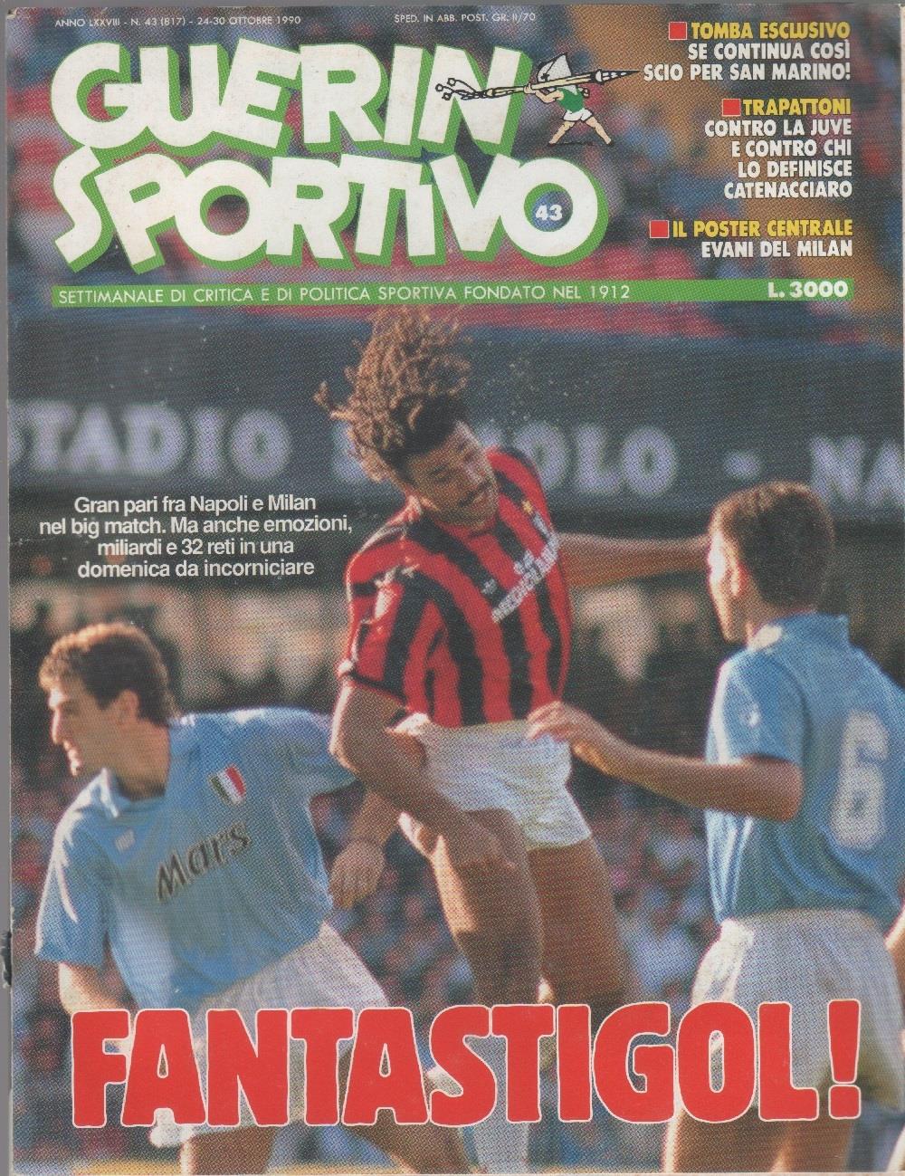 Guerin Sportivo n. 43. 1980 doppia pagina centrale poster Evani