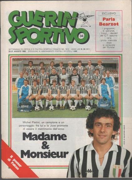 Guerin Sportivo n. 34. 1982. Doppia pagina centrale poster Falcao - copertina