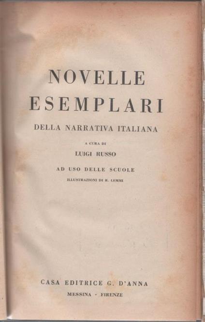 Novelle esemplari della narrativa italiana - a cura di Luigi Russo - copertina