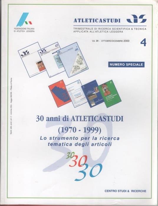 AS. Atletica studi. 2000 settembre/ottobre. 30 anni di Atleticastudi - copertina