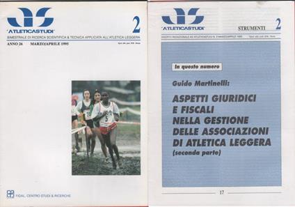 AS. Atletica studi. Anno XXVI n. 2, 1995, con allegato Studi Giuridici.. - copertina