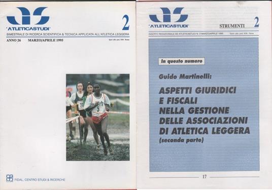 AS. Atletica studi. Anno XXVI n. 2, 1995, con allegato Studi Giuridici.. - copertina