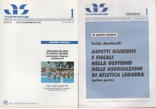 AS. Atletica studi. Anno XXVI n. 1, 1995, Patologia del piede; allegato Studi giuridici - copertina