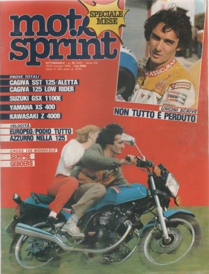 Moto sprint. n. 20 - 1983. Cagiva SST 125 aletta; Suzuki GSX 1100E - copertina