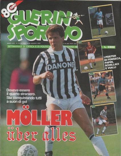 Guerin Sportivo n. 33/34. 1992. Poster di Fonseca, Papin, Schillaci e Vialli - copertina