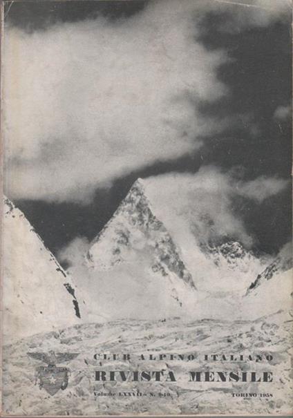 Club Alpino Italiano. Rivista mensile. vol. LXXVII. 1958 n. 9/10 - copertina