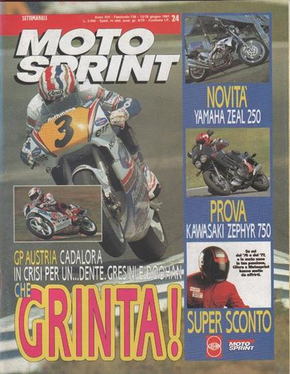 Moto sprint. n. 24 - 1991. Yamaha Zeal 250, Kawasaki Zephyr 750 - copertina