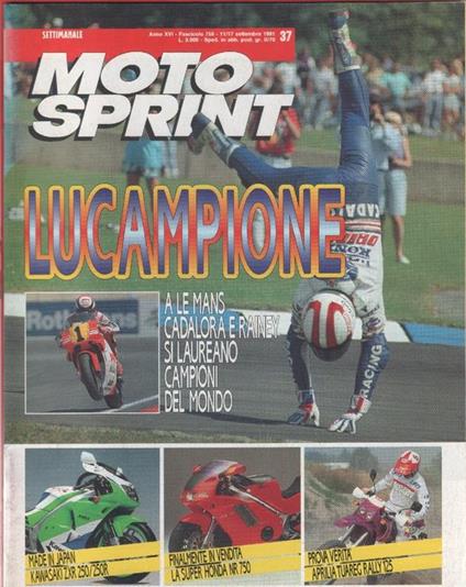 Moto sprint. n. 37 - 1991. Lucampione Cadalora e Rainey campioni del mondo - copertina