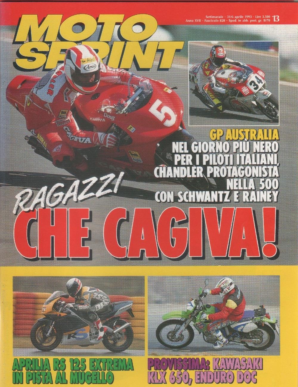 Moto sprint. n. 13- 1993. Aprilia RS 125 Extrema Kawasaki KLX 650