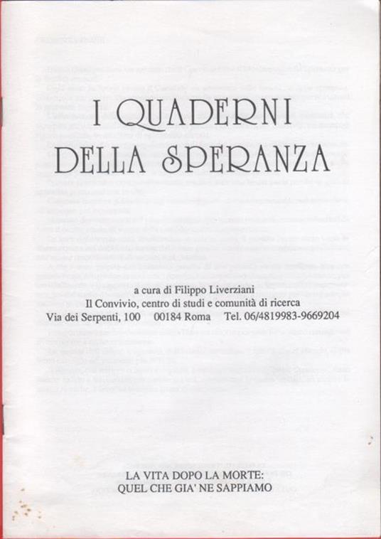 I quaderni della speranza. n. 1, 1998 - copertina