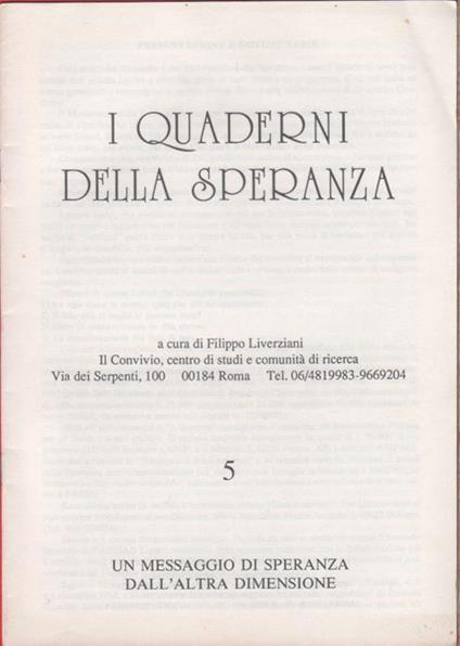 I quaderni della speranza. n. 5, 1995 - copertina