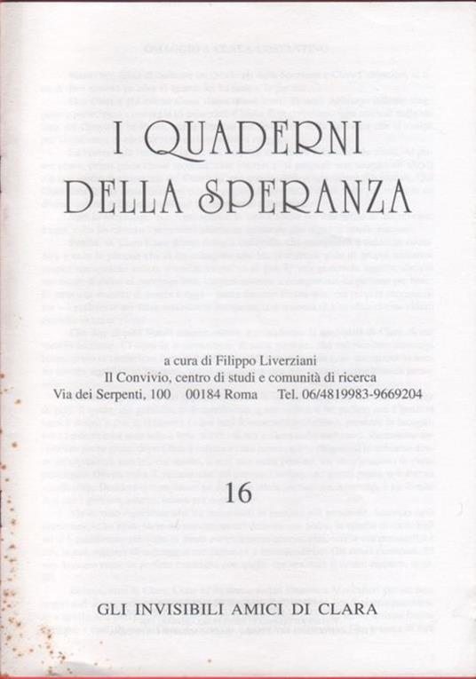I quaderni della speranza. n. 16, 1998 - copertina