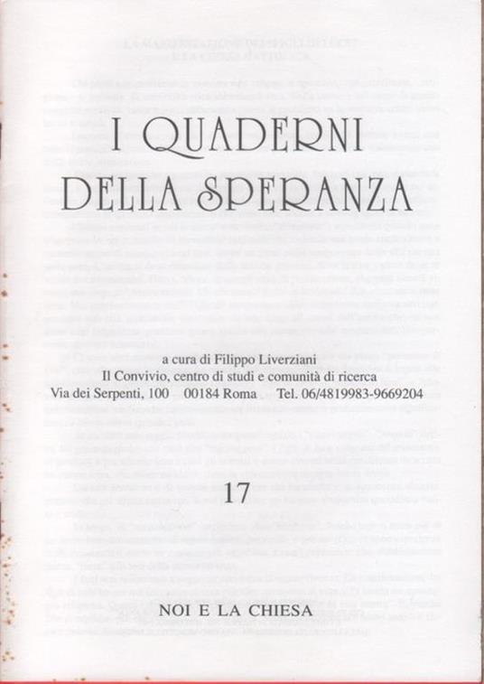 I quaderni della speranza. n. 17, 1997 - copertina