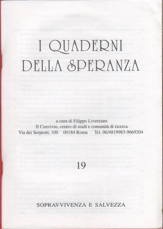 I quaderni della speranza. n. 19, 1998 - copertina