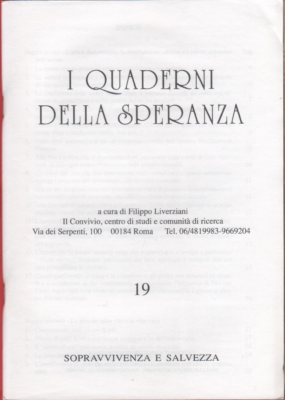 I quaderni della speranza. n. 19, 1998
